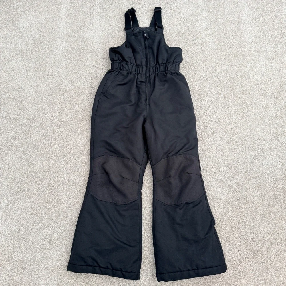 Faded Glory Snow Bibs Kids Size M 7-8 Black Insulated Ski Pants Snowboard